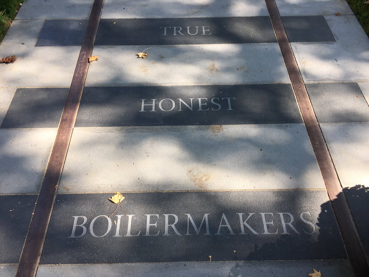 Purdue pledge honor tracks stretch between Haas Hall and the Psychological Sciences Building.